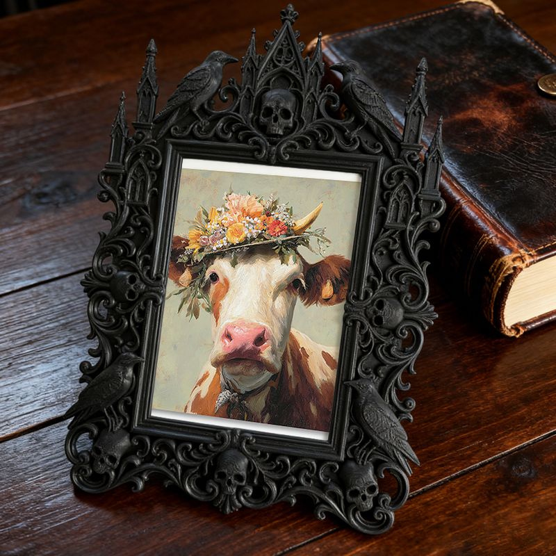Hot-selling Gothic Dark-style Photo Frame | Dark Floral Arrangement Studio Decor, Photo Ornament, Wall/Table Dual-use, Waterproof Elegant Fr