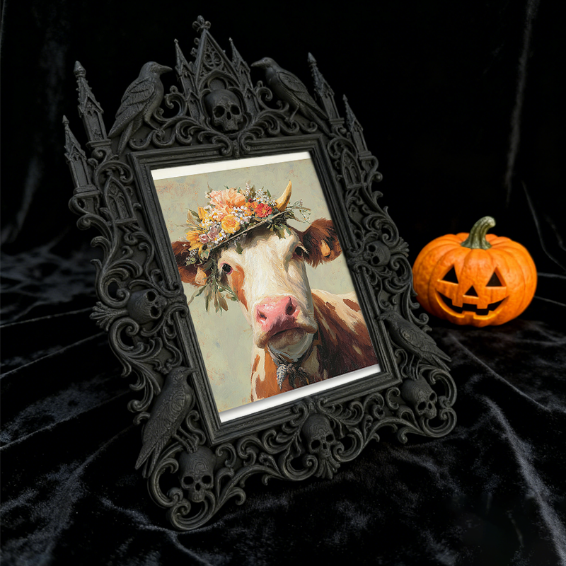 Hot-selling Gothic Dark-style Photo Frame | Dark Floral Arrangement Studio Decor, Photo Ornament, Wall/Table Dual-use, Waterproof Elegant Fr