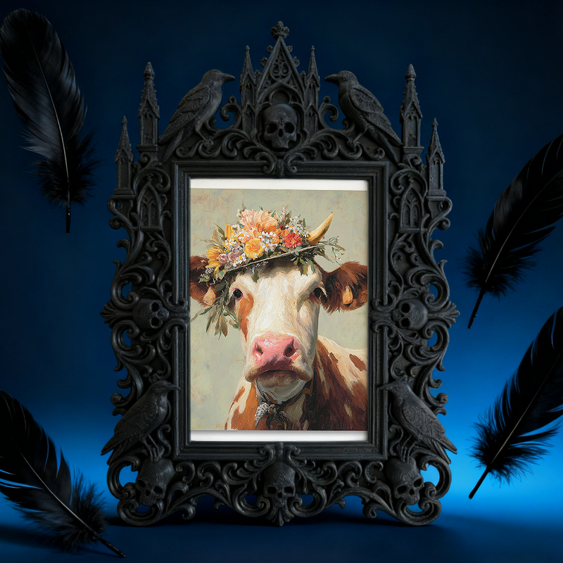 Hot-selling Gothic Dark-style Photo Frame | Dark Floral Arrangement Studio Decor, Photo Ornament, Wall/Table Dual-use, Waterproof Elegant Fr