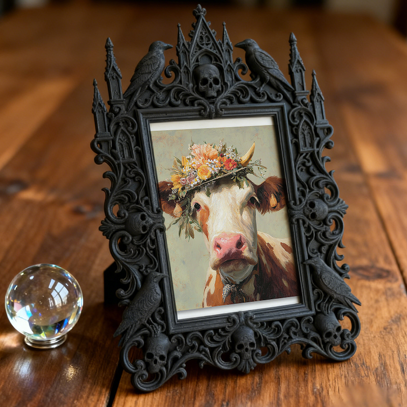 Hot-selling Gothic Dark-style Photo Frame | Dark Floral Arrangement Studio Decor, Photo Ornament, Wall/Table Dual-use, Waterproof Elegant Fr