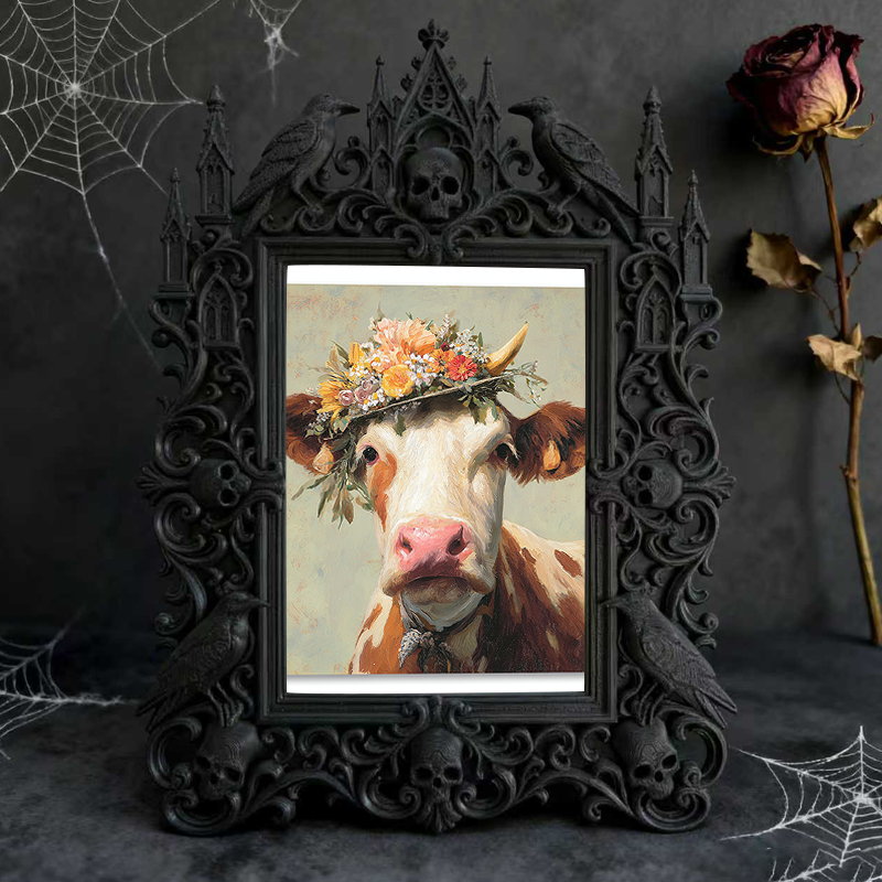 Hot-selling Gothic Dark-style Photo Frame | Dark Floral Arrangement Studio Decor, Photo Ornament, Wall/Table Dual-use, Waterproof Elegant Fr