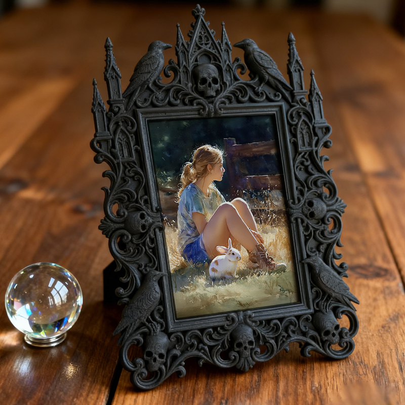 Luxury Gothic Dark-style Photo Frame | Vampire LARP Castle Bedroom Decor, Photo Ornament, Wall-mountable & Tabletop, Waterproof High-grade F