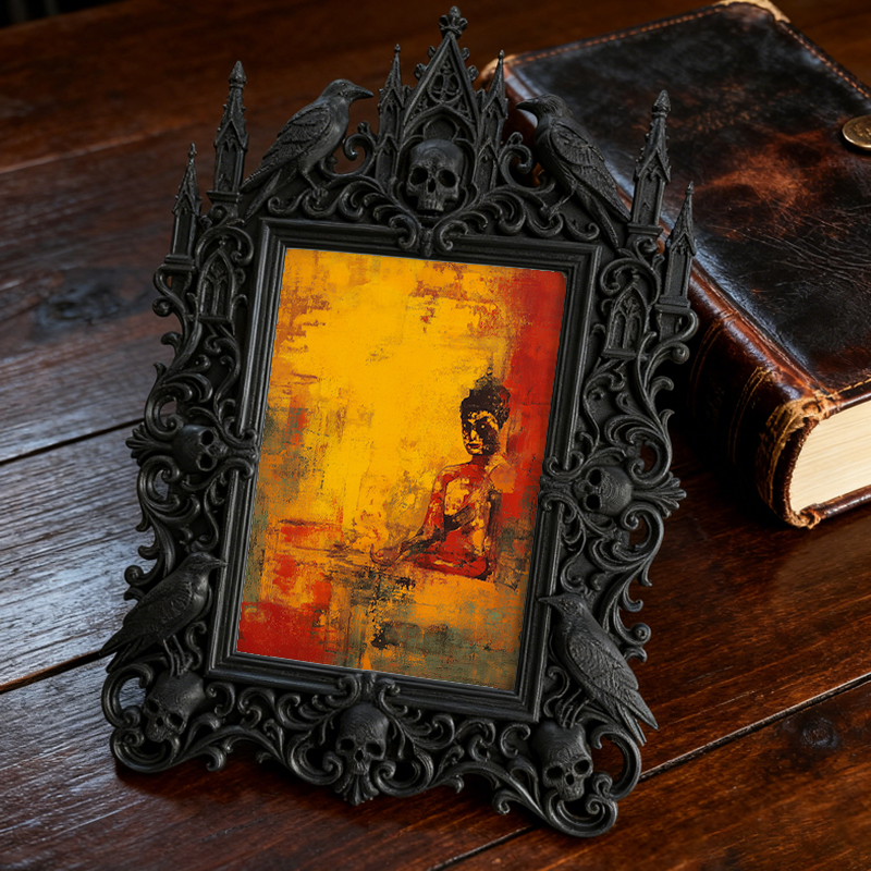 Trendy Gothic Dark-style Photo Frame | Paranormal Podcast Studio Decor, Photo Ornament, Dual-use Display, Waterproof Slim Plastic Frame