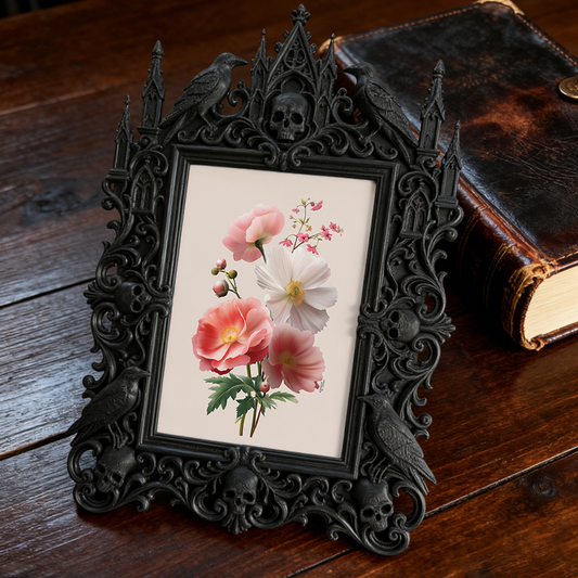 Premium Gothic Dark-style Photo Frame | Gothic Candle Making Studio Decor, Photo Ornament, Wall-mountable & Tabletop, Waterproof Anti-slip F