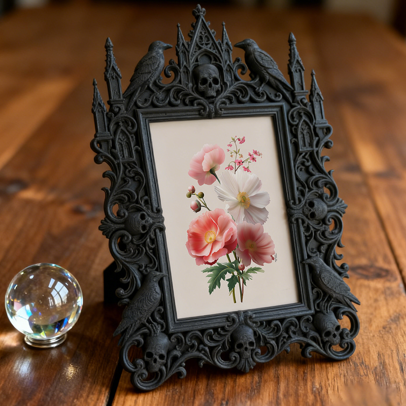 Premium Gothic Dark-style Photo Frame | Gothic Candle Making Studio Decor, Photo Ornament, Wall-mountable & Tabletop, Waterproof Anti-slip F
