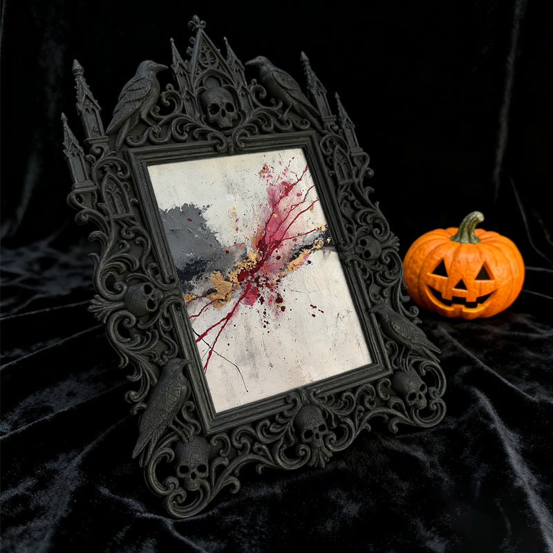Stylish Gothic Dark-style Photo Frame | Halloween Costume Rental Shop Decor, Photo Ornament, Wall-mountable & Tabletop, Waterproof Foldable 