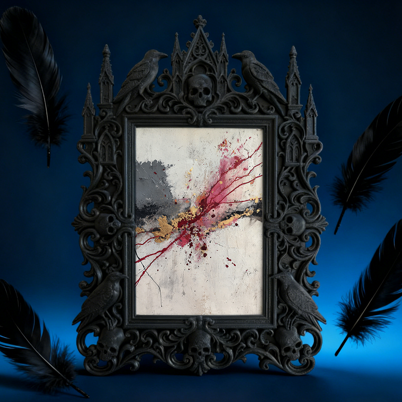 Stylish Gothic Dark-style Photo Frame | Halloween Costume Rental Shop Decor, Photo Ornament, Wall-mountable & Tabletop, Waterproof Foldable 