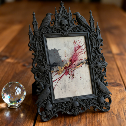 Stylish Gothic Dark-style Photo Frame | Halloween Costume Rental Shop Decor, Photo Ornament, Wall-mountable & Tabletop, Waterproof Foldable 