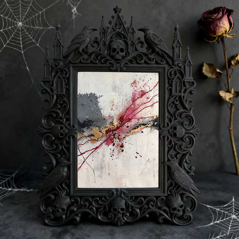 Stylish Gothic Dark-style Photo Frame | Halloween Costume Rental Shop Decor, Photo Ornament, Wall-mountable & Tabletop, Waterproof Foldable 