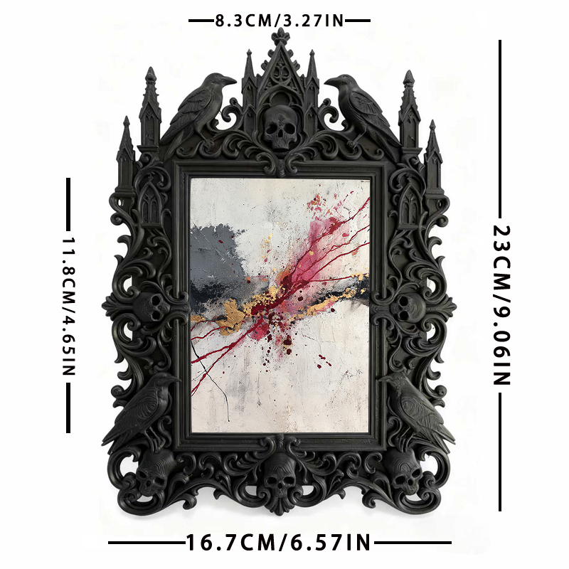 Stylish Gothic Dark-style Photo Frame | Halloween Costume Rental Shop Decor, Photo Ornament, Wall-mountable & Tabletop, Waterproof Foldable 