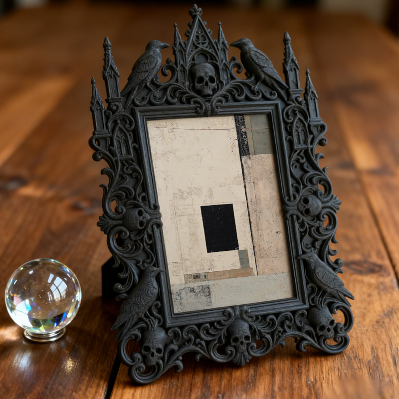Top-rated Gothic Dark-style Photo Frame | Gothic Winery Tasting Room Decor, Photo Ornament, Dual-use Display, Waterproof Rustic Plastic Fram