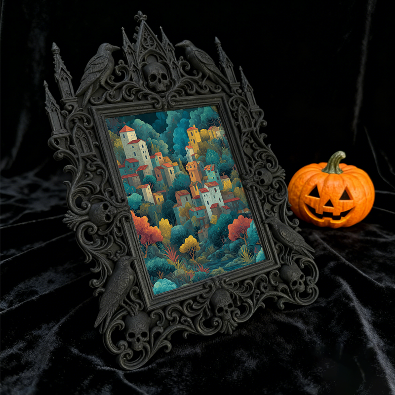 Bestseller Gothic Dark-style Photo Frame | Witchy Crystal Healing Room Decor, Photo Ornament, Wall-mountable & Tabletop, Waterproof Sparkle 