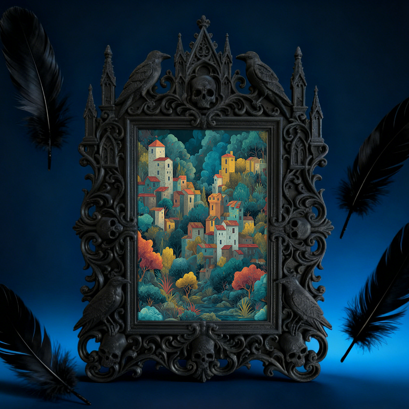 Bestseller Gothic Dark-style Photo Frame | Witchy Crystal Healing Room Decor, Photo Ornament, Wall-mountable & Tabletop, Waterproof Sparkle 