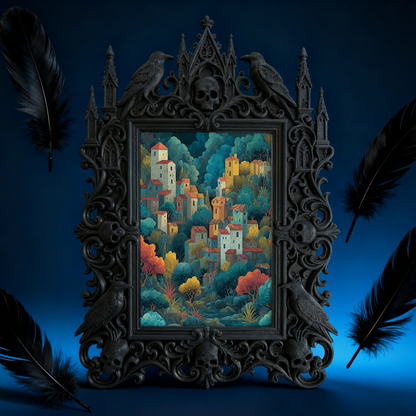 Bestseller Gothic Dark-style Photo Frame | Witchy Crystal Healing Room Decor, Photo Ornament, Wall-mountable & Tabletop, Waterproof Sparkle 