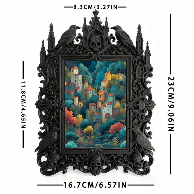 Bestseller Gothic Dark-style Photo Frame | Witchy Crystal Healing Room Decor, Photo Ornament, Wall-mountable & Tabletop, Waterproof Sparkle 