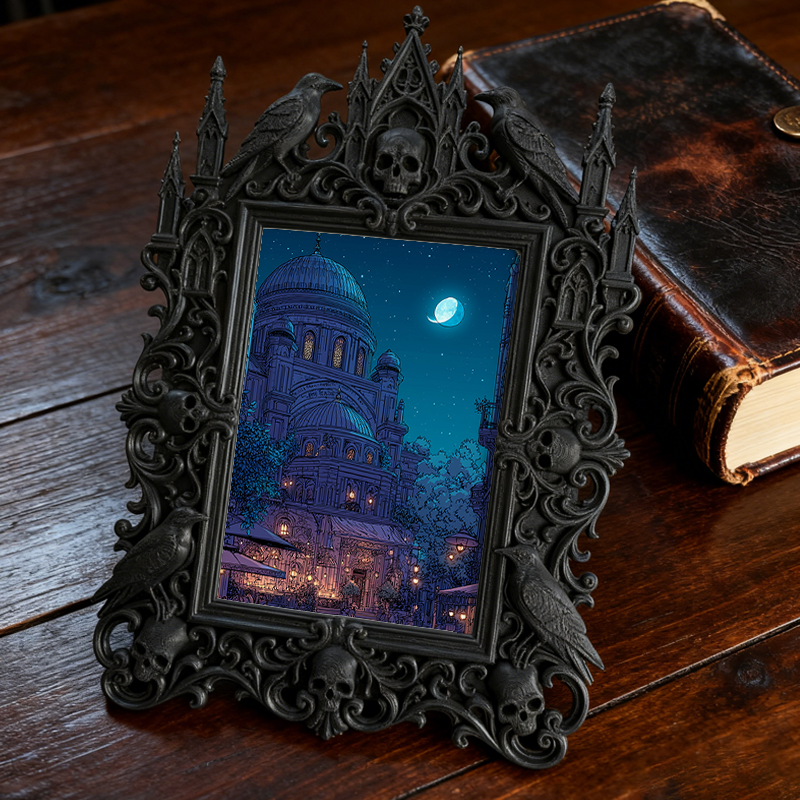 Hot-selling Gothic Dark-style Photo Frame | Gothic Themed Laundromat Decor, Photo Ornament, Wall/Table Dual-use, Waterproof Durable Frame