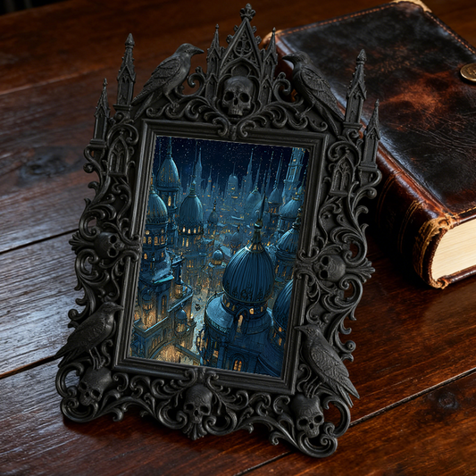 Luxury Gothic Dark-style Photo Frame | Dark Academia Coffee Shop Booth Decor, Photo Ornament, Wall-mountable & Tabletop, Waterproof Vintage 