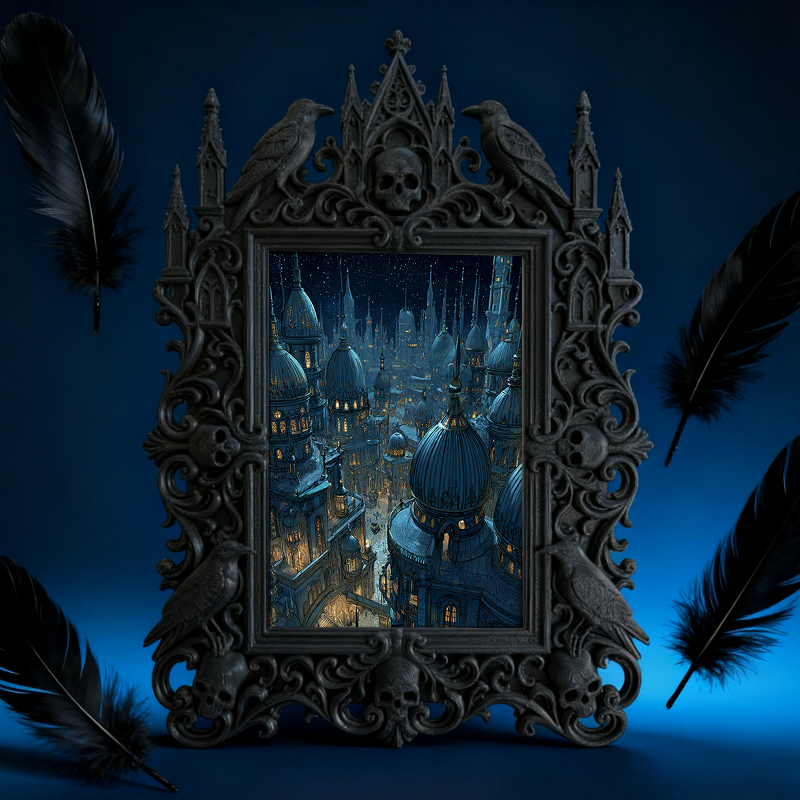 Luxury Gothic Dark-style Photo Frame | Dark Academia Coffee Shop Booth Decor, Photo Ornament, Wall-mountable & Tabletop, Waterproof Vintage 