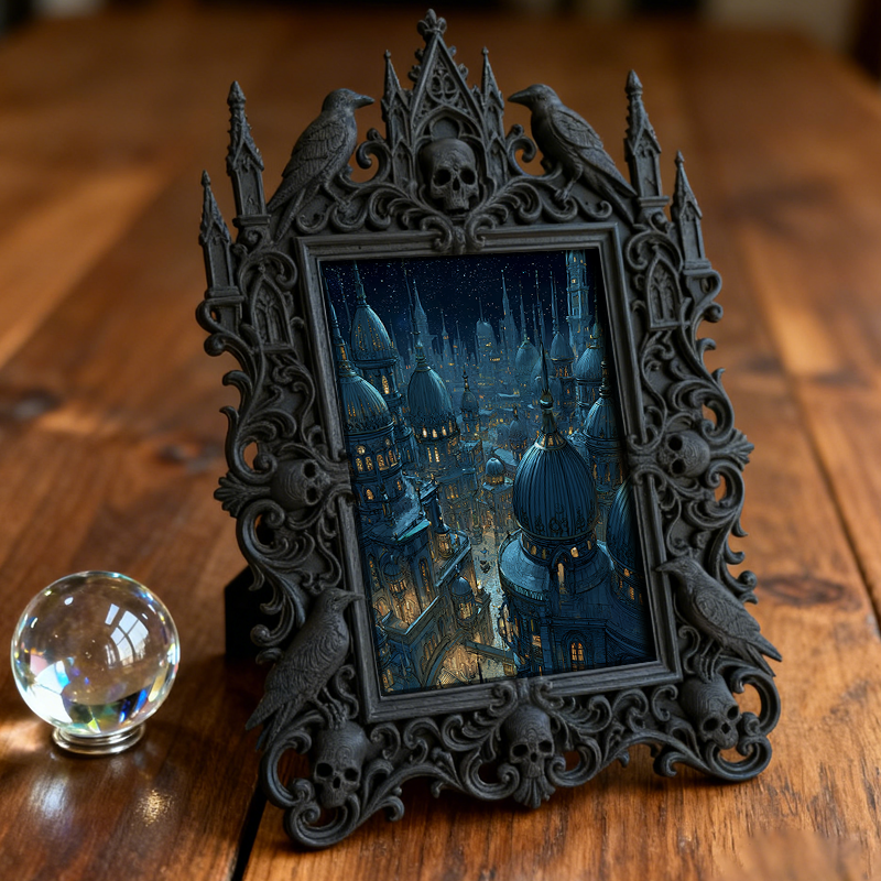 Luxury Gothic Dark-style Photo Frame | Dark Academia Coffee Shop Booth Decor, Photo Ornament, Wall-mountable & Tabletop, Waterproof Vintage 