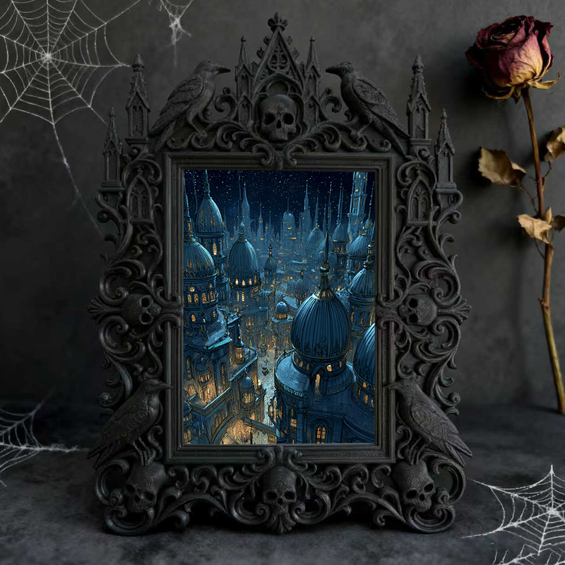 Luxury Gothic Dark-style Photo Frame | Dark Academia Coffee Shop Booth Decor, Photo Ornament, Wall-mountable & Tabletop, Waterproof Vintage 
