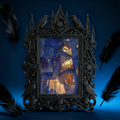 Trendy Gothic Dark-style Photo Frame | Horror Movie Theater Lobby Decor, Photo Ornament, Dual-use Display, Waterproof Fun Plastic Frame