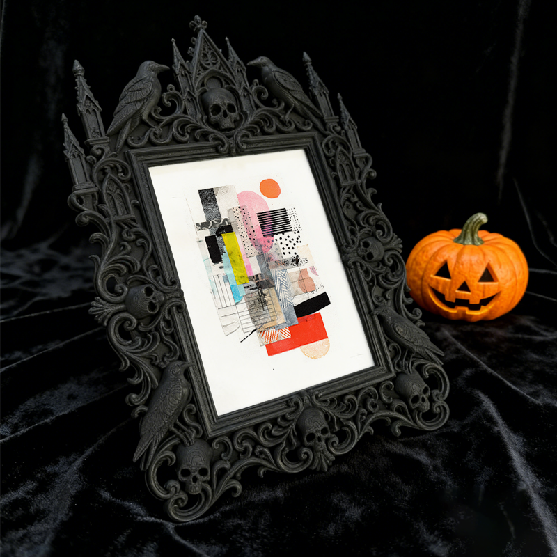 Premium Gothic Dark-style Photo Frame | Gothic Bead Jewelry Making Shop Decor, Photo Ornament, Wall-mountable & Tabletop, Waterproof Light F