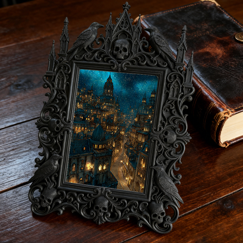 Trendy Gothic Dark-style Photo Frame | Dark Yoga & Meditation Studio Decor, Photo Ornament, Dual-use Display, Waterproof Minimalist Frame