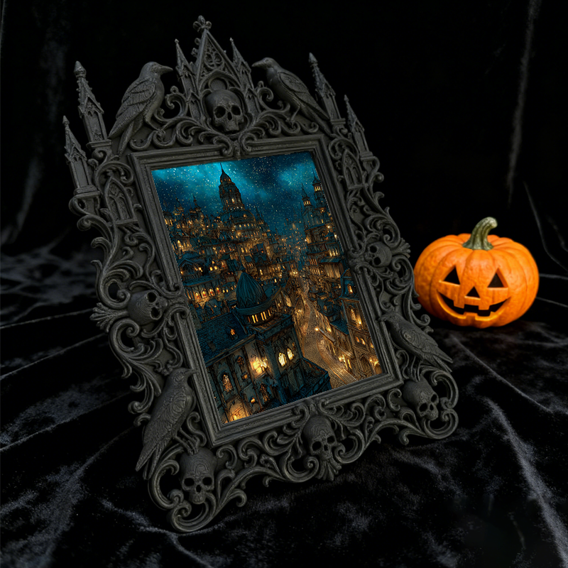 Trendy Gothic Dark-style Photo Frame | Dark Yoga & Meditation Studio Decor, Photo Ornament, Dual-use Display, Waterproof Minimalist Frame