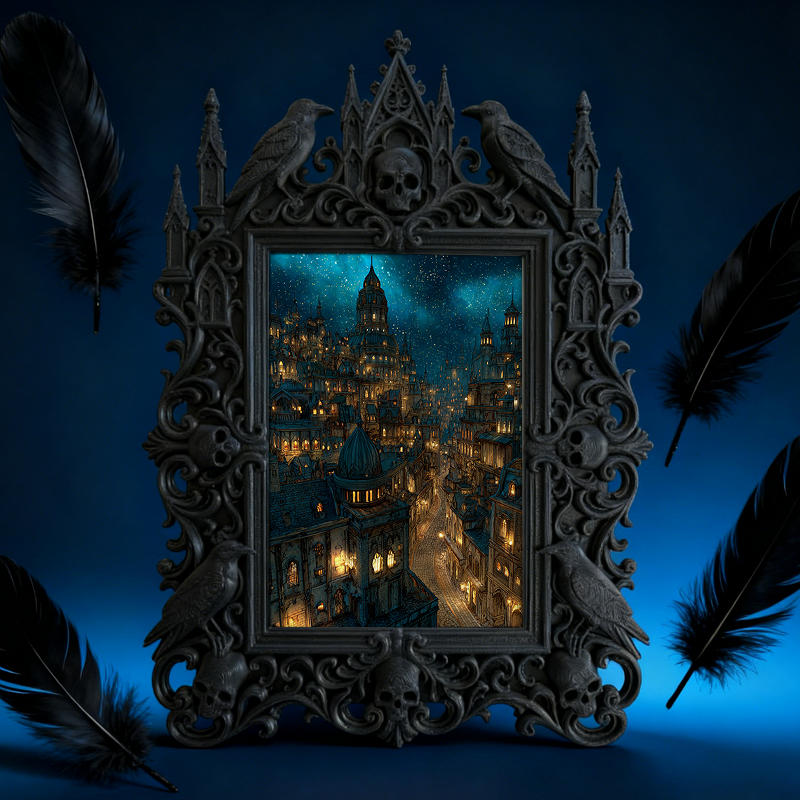 Trendy Gothic Dark-style Photo Frame | Dark Yoga & Meditation Studio Decor, Photo Ornament, Dual-use Display, Waterproof Minimalist Frame