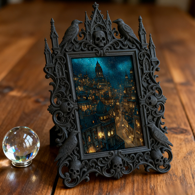 Trendy Gothic Dark-style Photo Frame | Dark Yoga & Meditation Studio Decor, Photo Ornament, Dual-use Display, Waterproof Minimalist Frame