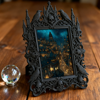 Trendy Gothic Dark-style Photo Frame | Dark Yoga & Meditation Studio Decor, Photo Ornament, Dual-use Display, Waterproof Minimalist Frame