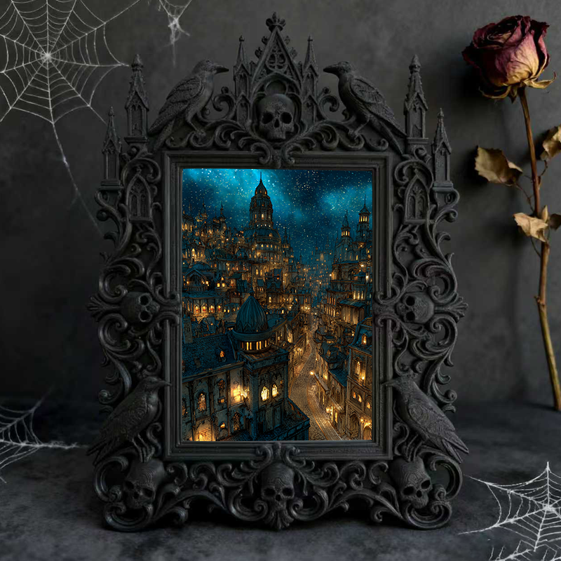 Trendy Gothic Dark-style Photo Frame | Dark Yoga & Meditation Studio Decor, Photo Ornament, Dual-use Display, Waterproof Minimalist Frame