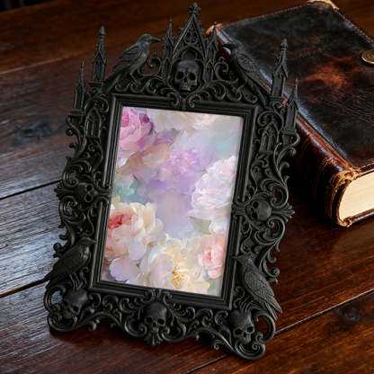 Premium Gothic Dark-style Photo Frame | Gothic Pottery Shop Shelf Decor, Photo Ornament, Wall-mountable & Tabletop, Waterproof Sturdy Plasti