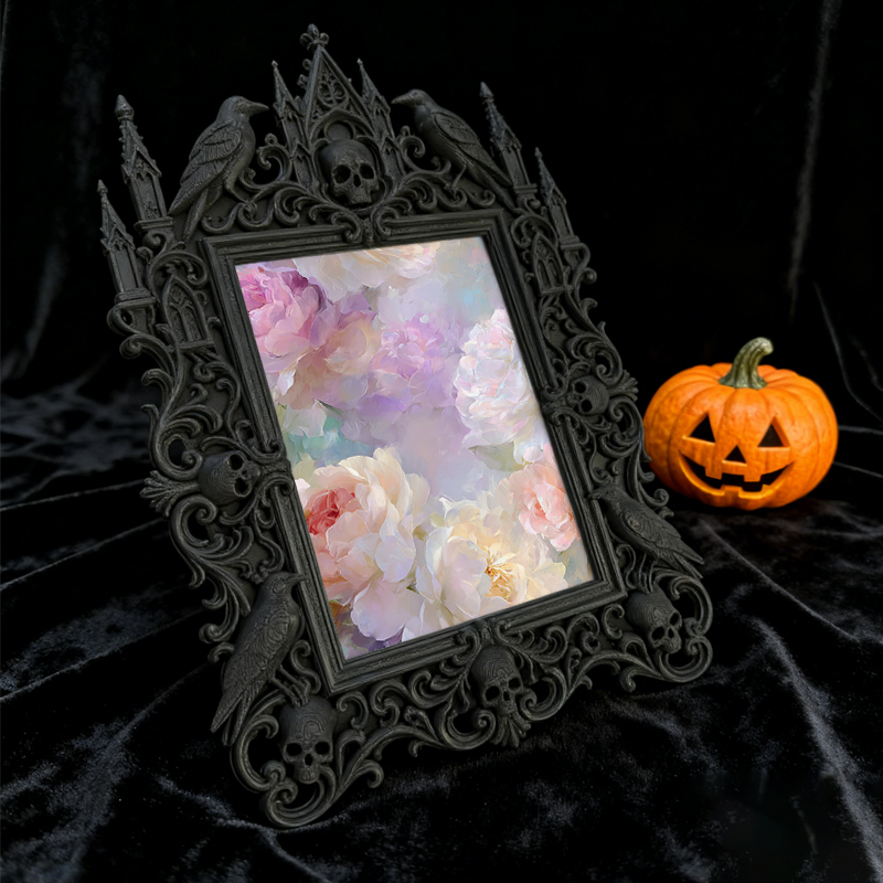 Premium Gothic Dark-style Photo Frame | Gothic Pottery Shop Shelf Decor, Photo Ornament, Wall-mountable & Tabletop, Waterproof Sturdy Plasti
