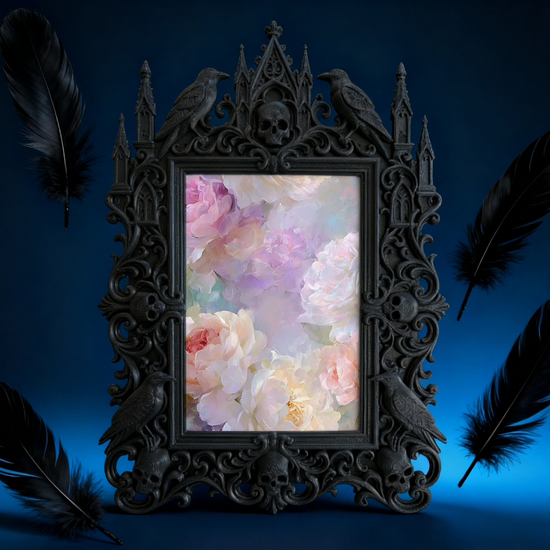 Premium Gothic Dark-style Photo Frame | Gothic Pottery Shop Shelf Decor, Photo Ornament, Wall-mountable & Tabletop, Waterproof Sturdy Plasti