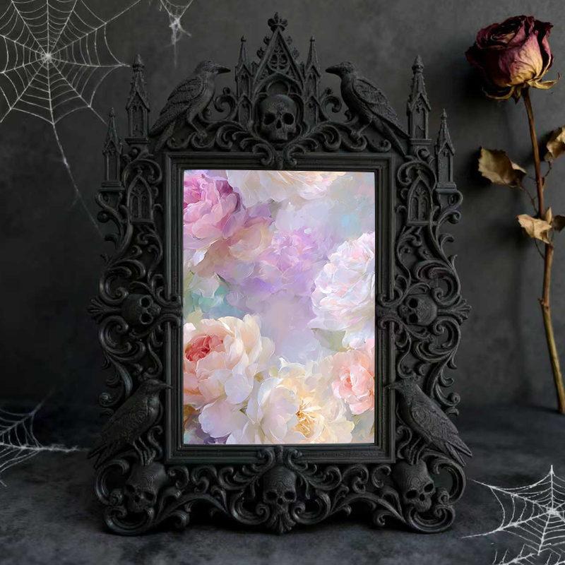 Premium Gothic Dark-style Photo Frame | Gothic Pottery Shop Shelf Decor, Photo Ornament, Wall-mountable & Tabletop, Waterproof Sturdy Plasti