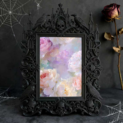 Premium Gothic Dark-style Photo Frame | Gothic Pottery Shop Shelf Decor, Photo Ornament, Wall-mountable & Tabletop, Waterproof Sturdy Plasti