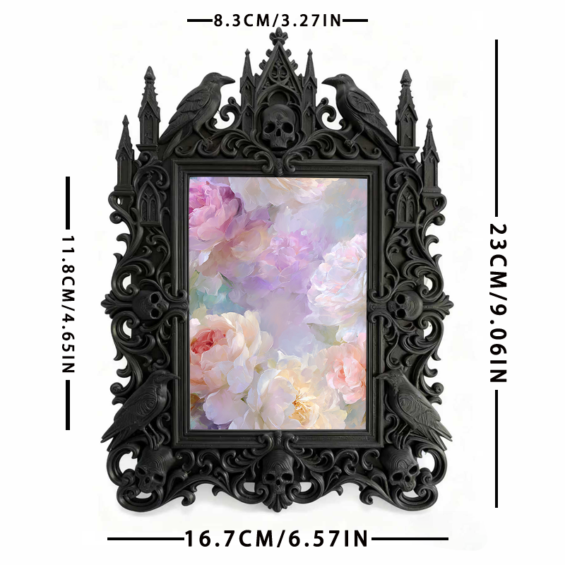 Premium Gothic Dark-style Photo Frame | Gothic Pottery Shop Shelf Decor, Photo Ornament, Wall-mountable & Tabletop, Waterproof Sturdy Plasti
