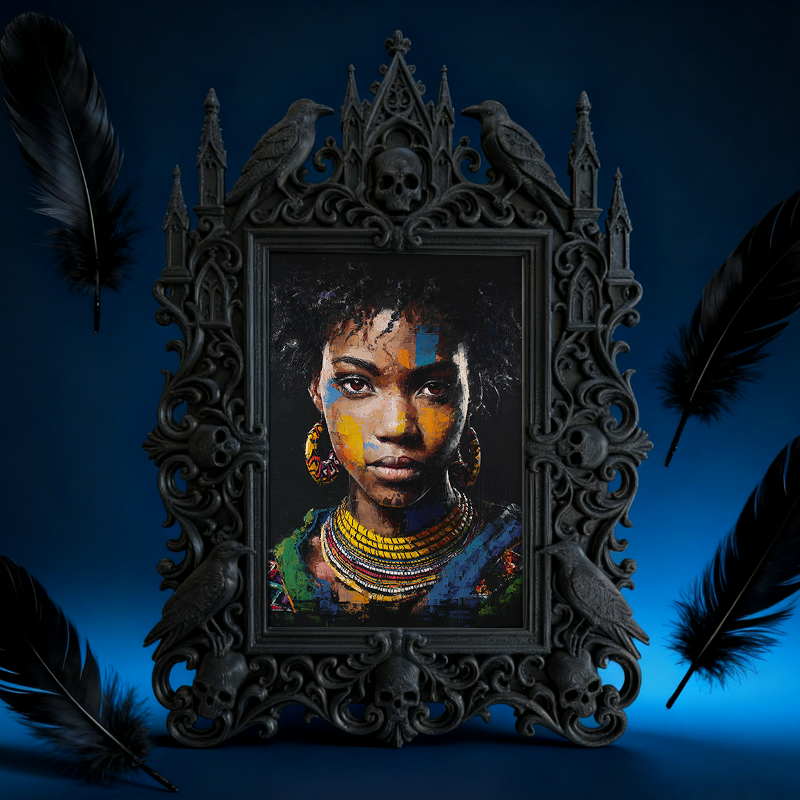 Stylish Gothic Dark-style Photo Frame | Gothic Pet Memorial Boutique Decor, Photo Ornament, Wall-mountable & Tabletop, Waterproof Warm-tone 