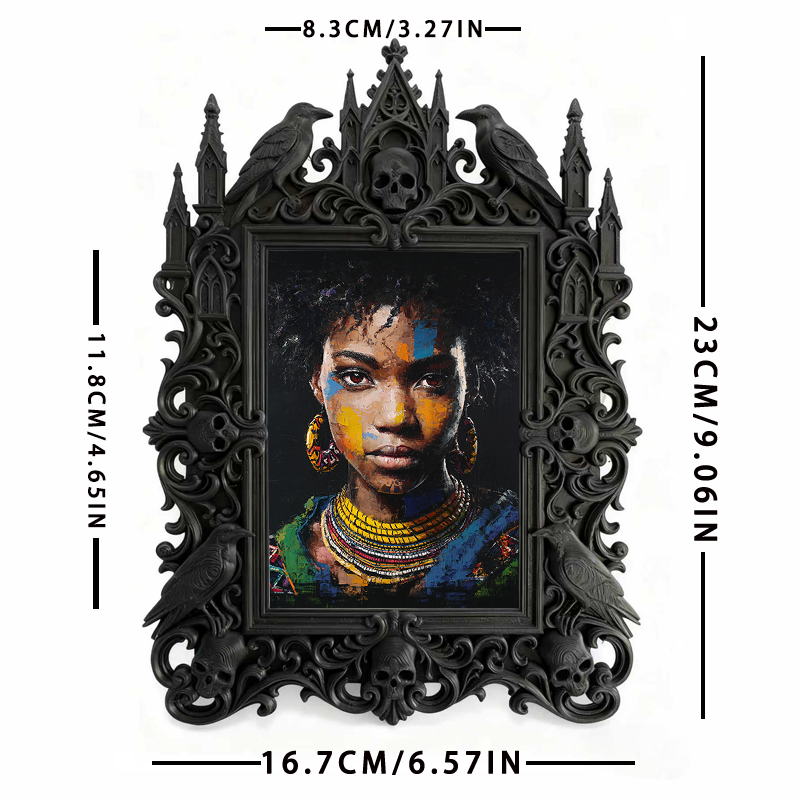 Stylish Gothic Dark-style Photo Frame | Gothic Pet Memorial Boutique Decor, Photo Ornament, Wall-mountable & Tabletop, Waterproof Warm-tone 