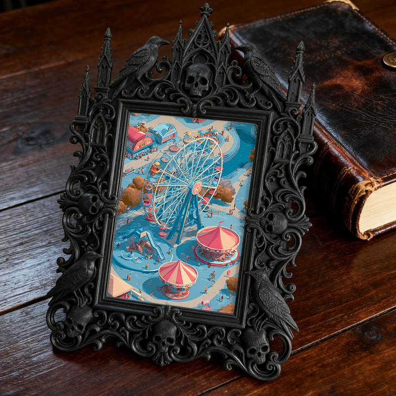 Hot-selling Gothic Dark-style Photo Frame | Gothic Themed Book Fair Booth Decor, Photo Ornament, Wall/Table Dual-use, Waterproof Portable Fr