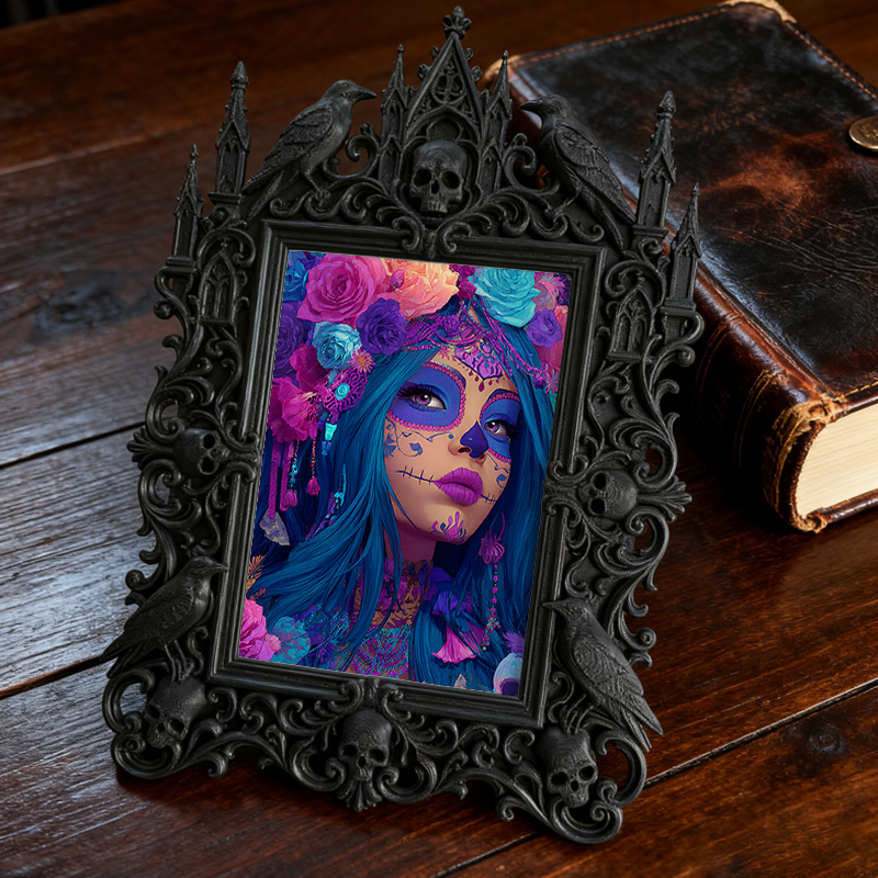 Luxury Gothic Dark-style Photo Frame | Gothic Hotel Suite Nightstand Decor, Photo Ornament, Wall-mountable & Tabletop, Waterproof Elegant Pl