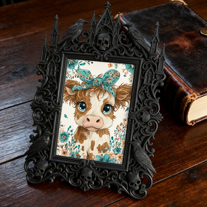 Trendy Gothic Dark-style Photo Frame | Horror Cosplay Photoshoot Studio Decor, Photo Ornament, Dual-use Display, Waterproof Retro Frame