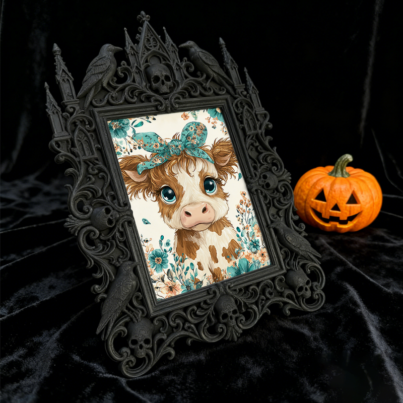Trendy Gothic Dark-style Photo Frame | Horror Cosplay Photoshoot Studio Decor, Photo Ornament, Dual-use Display, Waterproof Retro Frame