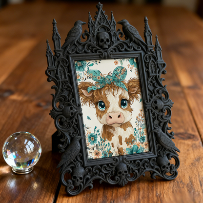 Trendy Gothic Dark-style Photo Frame | Horror Cosplay Photoshoot Studio Decor, Photo Ornament, Dual-use Display, Waterproof Retro Frame