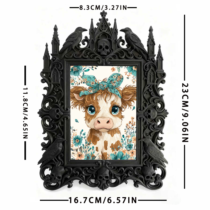 Trendy Gothic Dark-style Photo Frame | Horror Cosplay Photoshoot Studio Decor, Photo Ornament, Dual-use Display, Waterproof Retro Frame