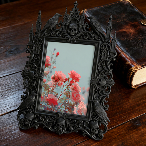 Premium Gothic Dark-style Photo Frame | Gothic Apothecary Shop Decor, Photo Ornament, Wall-mountable & Tabletop, Waterproof Vintage Plastic 