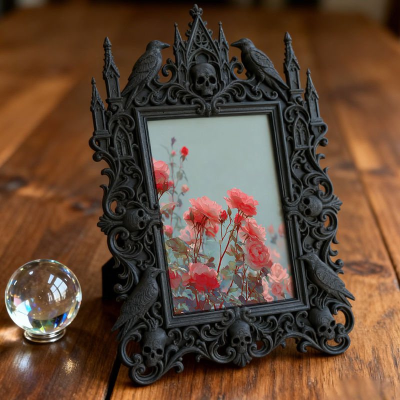 Premium Gothic Dark-style Photo Frame | Gothic Apothecary Shop Decor, Photo Ornament, Wall-mountable & Tabletop, Waterproof Vintage Plastic 