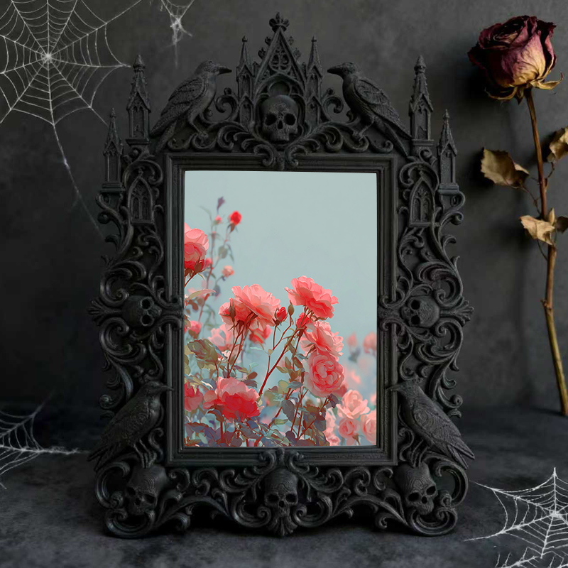 Premium Gothic Dark-style Photo Frame | Gothic Apothecary Shop Decor, Photo Ornament, Wall-mountable & Tabletop, Waterproof Vintage Plastic 
