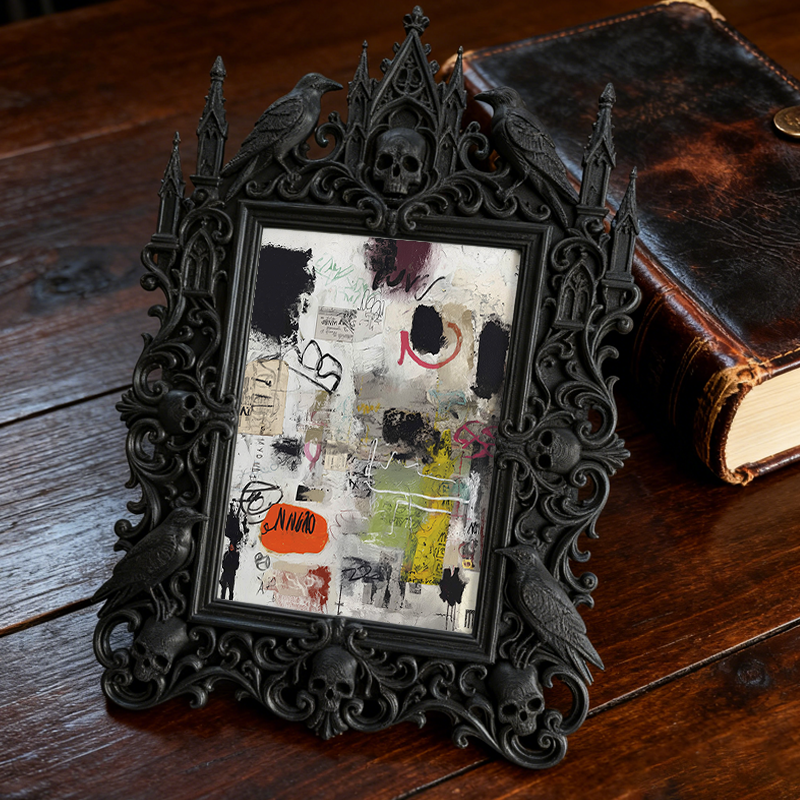 Popular Gothic Dark-style Photo Frame | Dark Fantasy LARP Camp Decor, Photo Ornament, Wall/Table Dual-use, Waterproof Foldable Frame